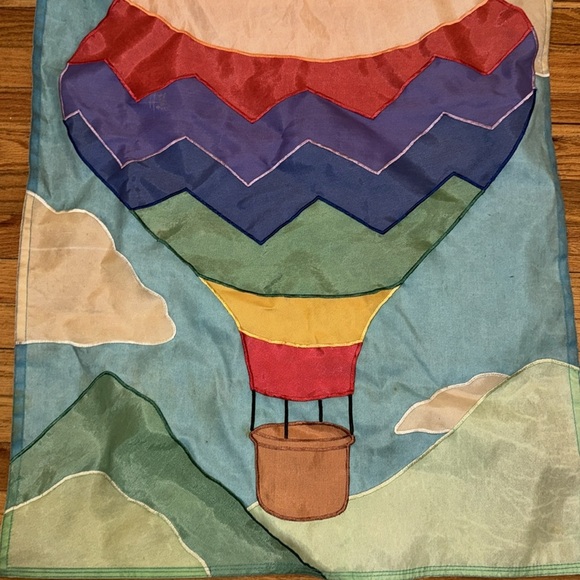Outdoor hanging flag. Hot air ballon. Multi colored. Handmade. Size 42” by 27”. - Picture 4 of 6